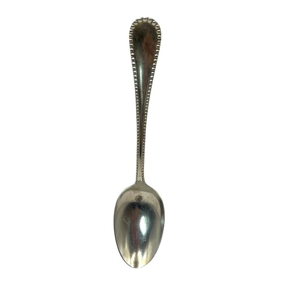 Antique Wm A Rogers Silverplate Teaspoon With Beaded Edge 6" Vintage Flatware - Picture 2 of 3